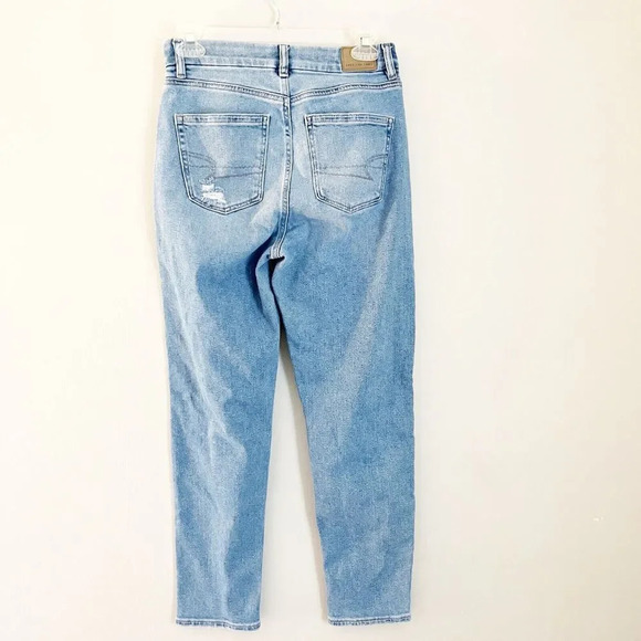 American Eagle Stretch Womens Ankle Jeans 2 R Denim Distressed Straight Leg - Picture 3 of 8